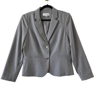 Calvin Klein Grey Stretch Blazer Jacket Womens 12 Career Professional Classic
